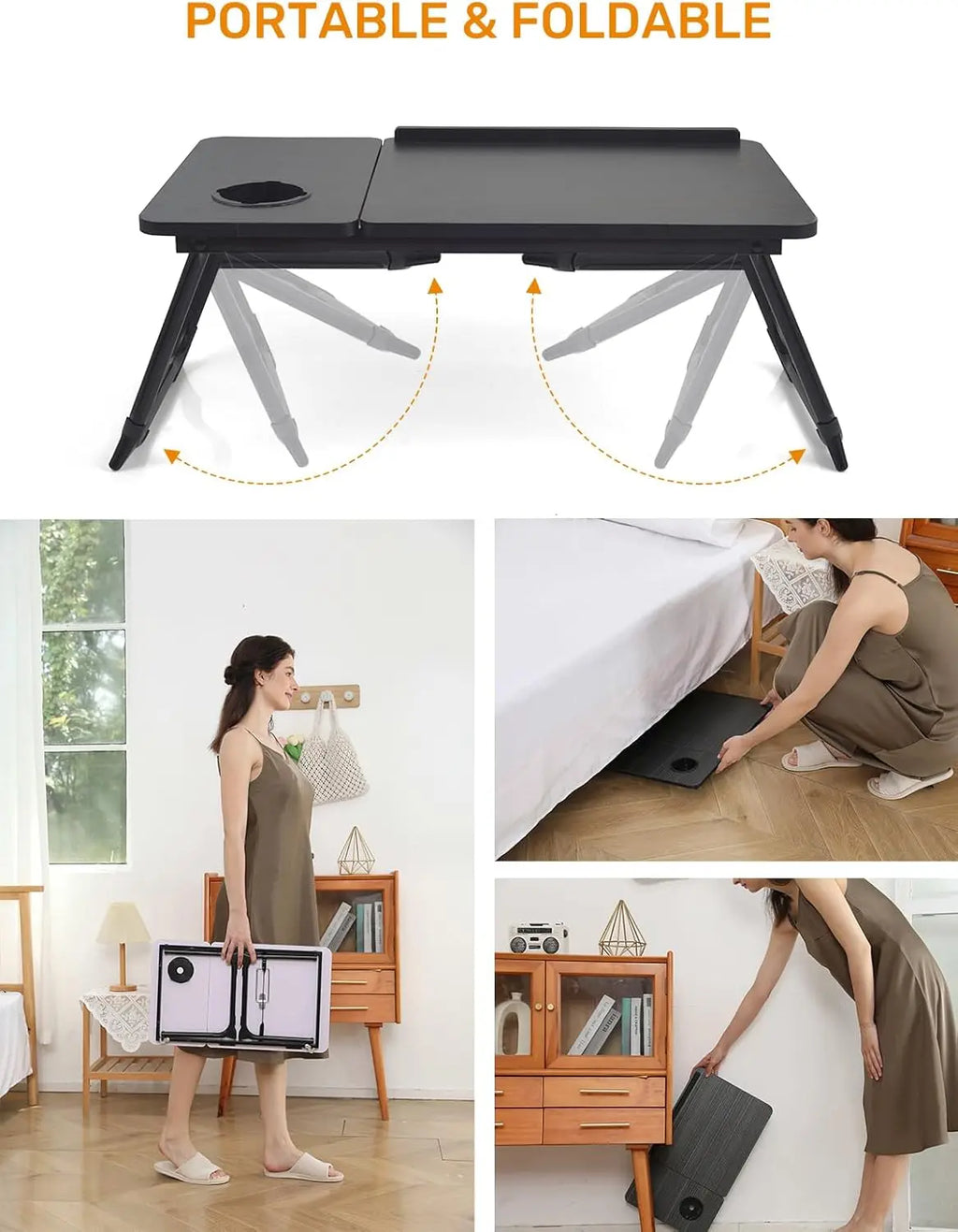 Versatile Bed Table with Cup Holder