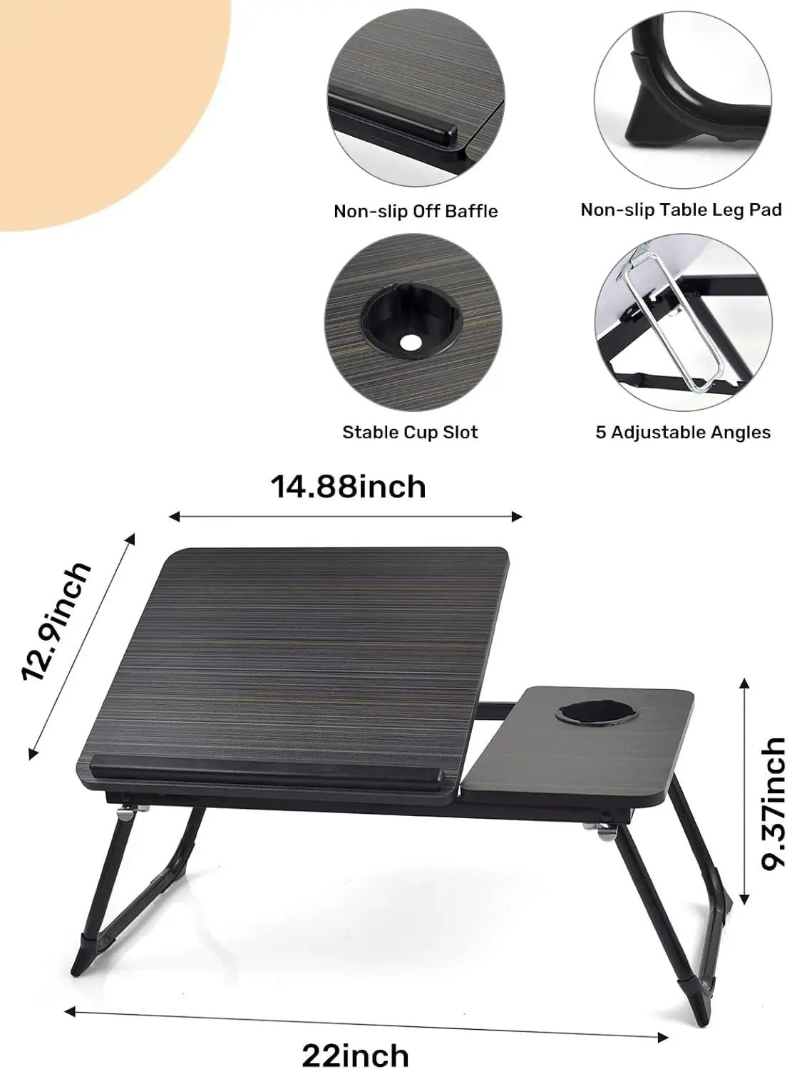 Versatile Bed Table with Cup Holder