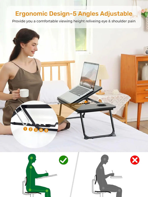 Versatile Bed Table with Cup Holder