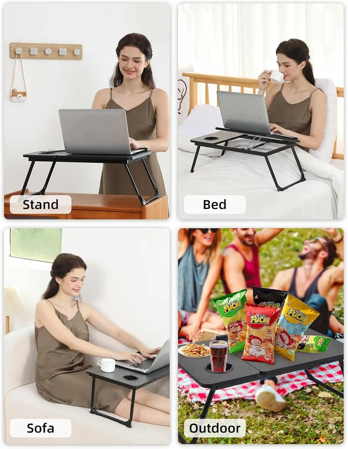 Versatile Bed Table with Cup Holder