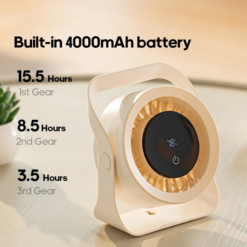 Portable 4000mAh Rechargeable Fan with Remote & Touchscreen