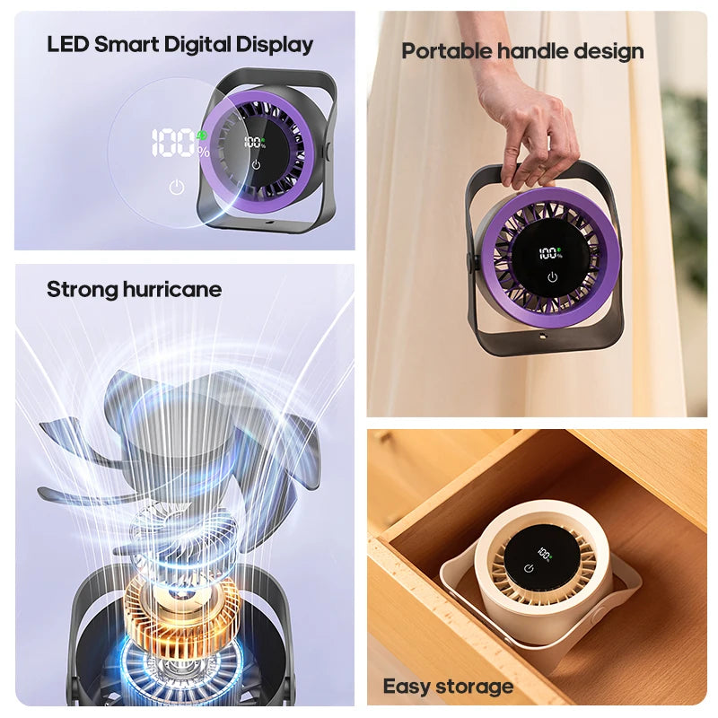Portable 4000mAh Rechargeable Fan with Remote & Touchscreen